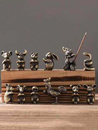1pc 12 Chinese Zodiac Incense Holder, Vintage Alloy Incense Burner For Ox, Horse, Pig, Chicken, Rat, Dog, Snake, Dragon, Monkey, Sheep, Tiger, Rabbit, Turtle, Snail