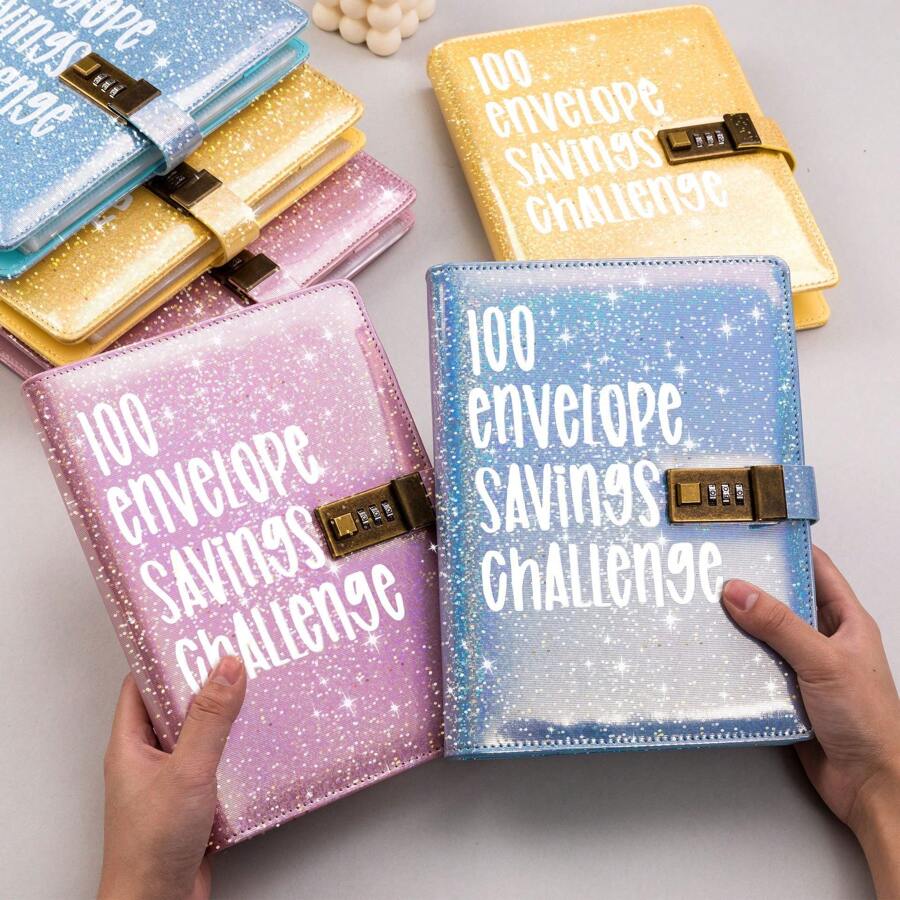 100 Envelopes Saving Challenge Binder, Money Saving Challenge Budget Binder With 100 Cash Envelopes, Savings Challenges Book With Lock, Easy And Fun Way To Save 5050 Dollars