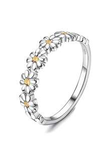 1 PC Romantic 925 Sterling Silver Cubic Zirconia Flower Rings Wedding Jewelry For Women Fine Jewelry Valentines - 1# - View 14