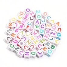 100pcs/Pack Acrylic Square Letter Beads With Big Hole For Jewelry Making, 7mm Colorful Cute Mixed Letters - 100 Pieces/pack - View 10