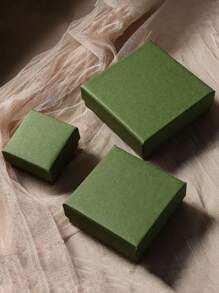 1 件复古绿色简约方形天鹅绒内衬珠宝盒、礼品包装手提包