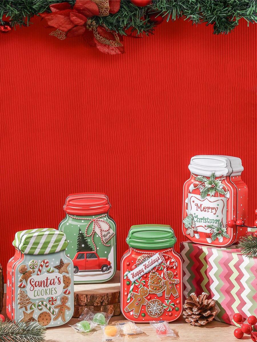 1 件 - 圣诞锡盒、带盖金属罐、姜饼人、圣诞树、汽车图案、圣诞快乐、节日快乐、圣诞老人饼干字母、圣诞礼物、圣诞节节日礼盒、圣诞节和新年派对用品、圣诞节情人节 - 彩色 - 查看 1