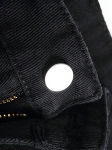 Men's Slim Fit Distressed Jeans Ripped Denim Pants Straight Leg Black - 黑色 - 查看 8