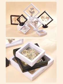 20/10/2/1pc透明薄膜盒耳环首饰收纳盒便携式抗氧化pe膜耳夹项链礼盒防尘抗氧化首饰盒，pe膜首饰收纳包装盒，适用于戒指、耳环、手链、项链pe膜首饰盒收纳盒：便携式耳环、戒指项链、抗氧化小巧精致首饰悬挂盒展示盒 - 桌面、锁扣、长方形、塑料、布艺内饰、国际风格、无需电源“多功能收纳返校 - 彩色 - 查看 6