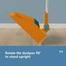 Long Handled Dustpan And Brush Set Strong Metal Handle Dust Pan & Broom Sweeper - Yellow - View 6