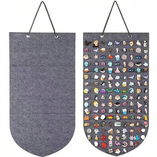 1 Pieza Organizador colgante gris para alfileres, soporte de exhibición de alfileres para colecciones de alfileres, botones y solapa, almacenamiento de colección de alfileres de broche, sostiene hasta 141 alfileres, de vuelta a la escuela