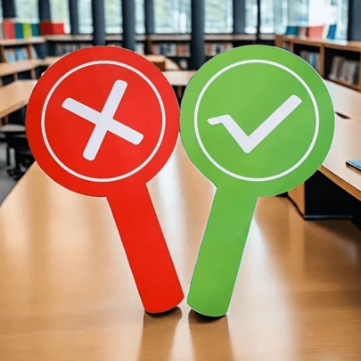 1 件正确或错误举手卡，钩十字圆圈举手卡，圣诞节，便携式课堂答题卡，幼儿园课堂教具手牌裁判，判断正确和错误记分卡，互动玩具，PVC 材料，正确和错误答案指示器的双面教学工具，回到学校