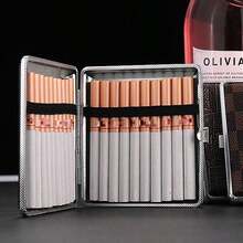 1PC 男士轻奢高档时尚真皮印花烟盒精品便捷多功能金属皮质烟盒 - 彩色 - 查看 7