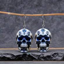 哥特式骷髅亚克力耳坠 - 不锈钢耳针，朋克风格，无电镀，日常和派对佩戴，万圣节配饰，适合所有季节 - 新款 - 查看 9