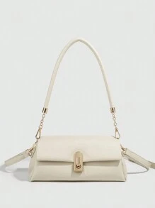 Bolso de hombro de PU, cierre con cremallera, de moda y muy atractivo, minimalista, versátil, estilo baguette, nicho, casual, para commuter, bolso de brazo para mujeres Día de San Valentín