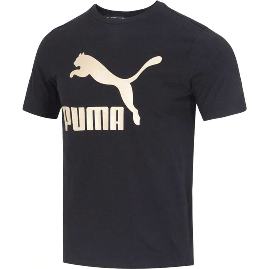 Puma Round Neck Short Sleeve Boyfriend Style Men Casual Comfortable Running Fitness Fashion Sports T-Shirt 673666-01 - Black - View 1