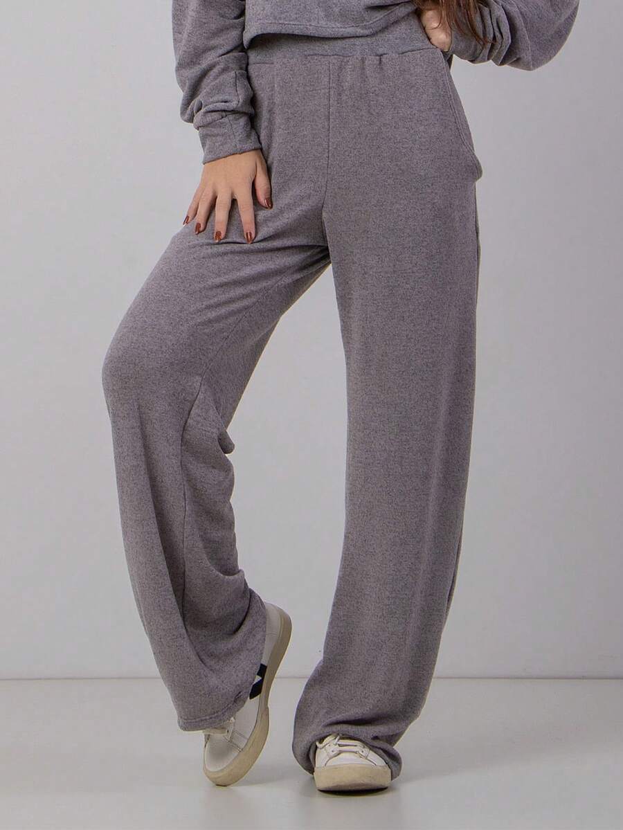 Akira Fitness Women's Casual Fleece Wide Leg Pants Autumn Winter - Xám - Xem 1