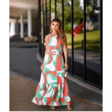 Long Printed Dress - 彩色 - 查看 2