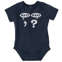 BRISCO BRANDS Funny Geek Baby Graphic One Piece Bodysuit Grammer Joke Punctuation Conversation Joke Comma Wait Question Mark What Casual Everyday Soft Cotton Printed Cap Sleeve Lap Neck Romper Baby Clothes - 海軍 - 查看 1