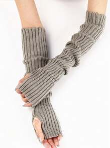 1 件多色针织保暖露指手套，厚实保暖，适合秋冬季 - 彩色 - 查看 8