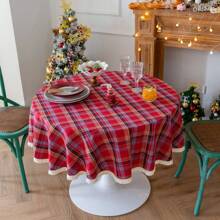 Vintage Striped & Plaid Tablecloth For Christmas Party Table Decoration - Multicolor - View 16