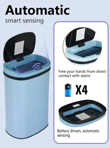 13 Gallon Trash Can Kitchen, Automatic Garbage Can Touchless Motion Sensor, Stainless Steel Trash Can With Lid Anti-Fingerprint Mute Designed, Waste Bin 50L, For Office Bedroom Living Room Trash Can - Blue - View 12