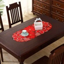 1 bucată, Aleer de masă de Crăciun brodat, design tăiat manual, potrivit pentru amenajarea sărbătorilor, decorarea petrecerilor, aranjarea sufrageriei și a sufrageriei.