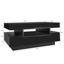 Okwish Rectangular Coffee Table, LED High-Gloss Side Table For Bedroom, Living Room Tables With Storage Space For The Living Room, Side Table With Four Drawers