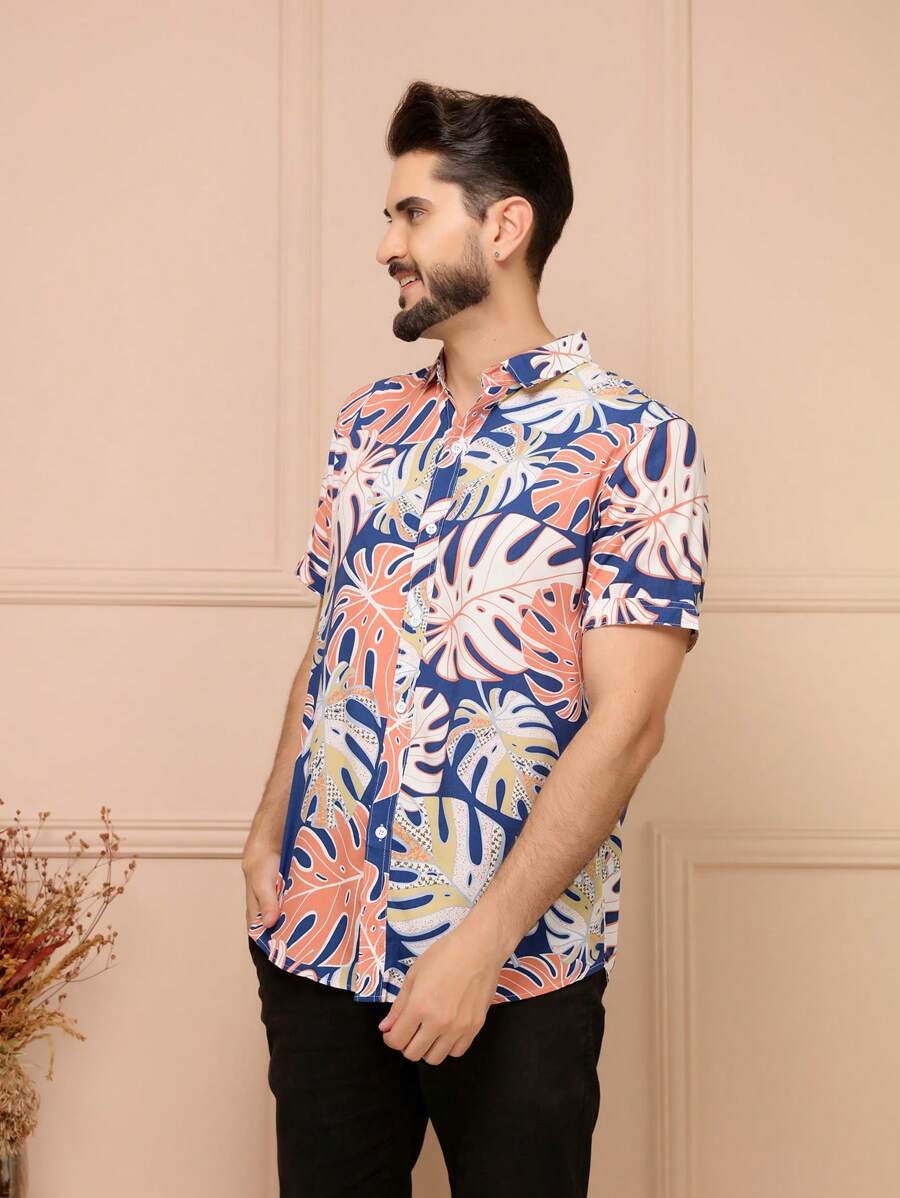 MEN'S FLOWER SHIRT - 駝色 - 查看 1