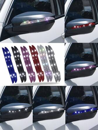 2pcs Multi-Color Car Rearview Mirror Anti-Collision Strips, Creative Decorative Rear View Mirror Scratch Protection Bumper Stickers, Unisex