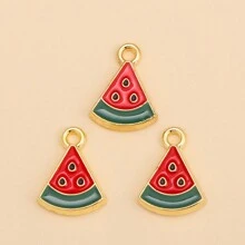 10pcs Mixed Watermelon Charm Pendant Zinc Alloy Fruit Decor, Suitable For DIY Earrings, Bracelets, Jewelry Making Accessories