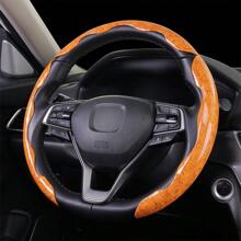 3pcs Woodgrain Snap-On Car Steering Wheel Cover Without Inner Ring, Universal