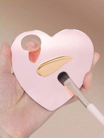 1 pieza Paleta de maquillaje de acrílico con forma de corazón, se puede usar para sombras de ojos, cremas, pestañas, mezcla de colores de uñas, crear maquillaje delicado, bandeja de mezcla de colores para arte de uñas, herramienta de cosmética, herramienta de maquillaje, para viajes y fiestas
