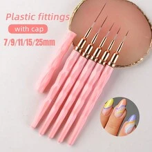 全新 1/5 件套 5 色指甲刷套装专业条纹美甲眼线刷用于修指甲超薄线条细节绘制绘画刷 - 彩色 - 查看 4