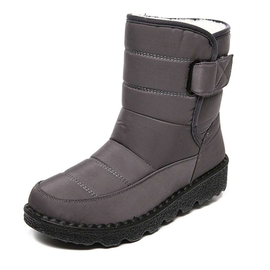 Women's Winter Snow Boots - Anti-Slip, Waterproof, Fluffy Lined, Slip-On Ankle Booties For Warmth And Comfort - 灰色 - 查看 1