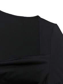 Vestido de manga larga extendida para damas, de estilo elegante y ajustado, con cuello cuadrado con volantes, doble capa y plisado. Nueva de caliente en Europa y América en 2024.