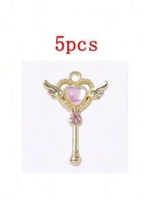 5pcs/Pack Fashion Magic Wand Shaped Zinc Alloy Pendant Charms, Kawaii Fashion Supplies Wholesale