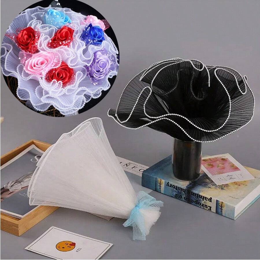 1roll, 28*400cm Pearl Mesh Wrapping Flower Net For Flower Bouquet, Valentine's Day,Christmas - Multicolor - View 1