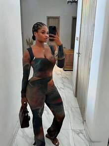 Women's Sexy Sheer Mesh Long Jumpsuit Spring Elegant - Multicolor - View 3