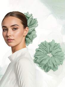 1pc Women Floral Bouquet Chiffon Scrunchie Ruffle Hair Tie Elegant Large Hair Bands For Daily Ponytail Buns Scrunchies Scrunchy Hair Ties, Casual