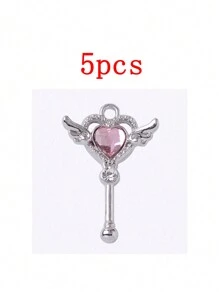 5pcs/Pack Fashion Magic Wand Shaped Zinc Alloy Pendant Charms, Kawaii Fashion Supplies Wholesale