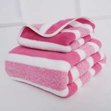 1 pieza Toalla de rayas de fibra súper absorbente, toalla de baño, toalla rectangular, toalla de playa para decoración del baño en el hogar, de vuelta a la escuela para salón de belleza, hogar, ducha, toallas para salón de belleza, hotel, deportes, artículos esenciales para el hogar, toalla, cuidado de la piel