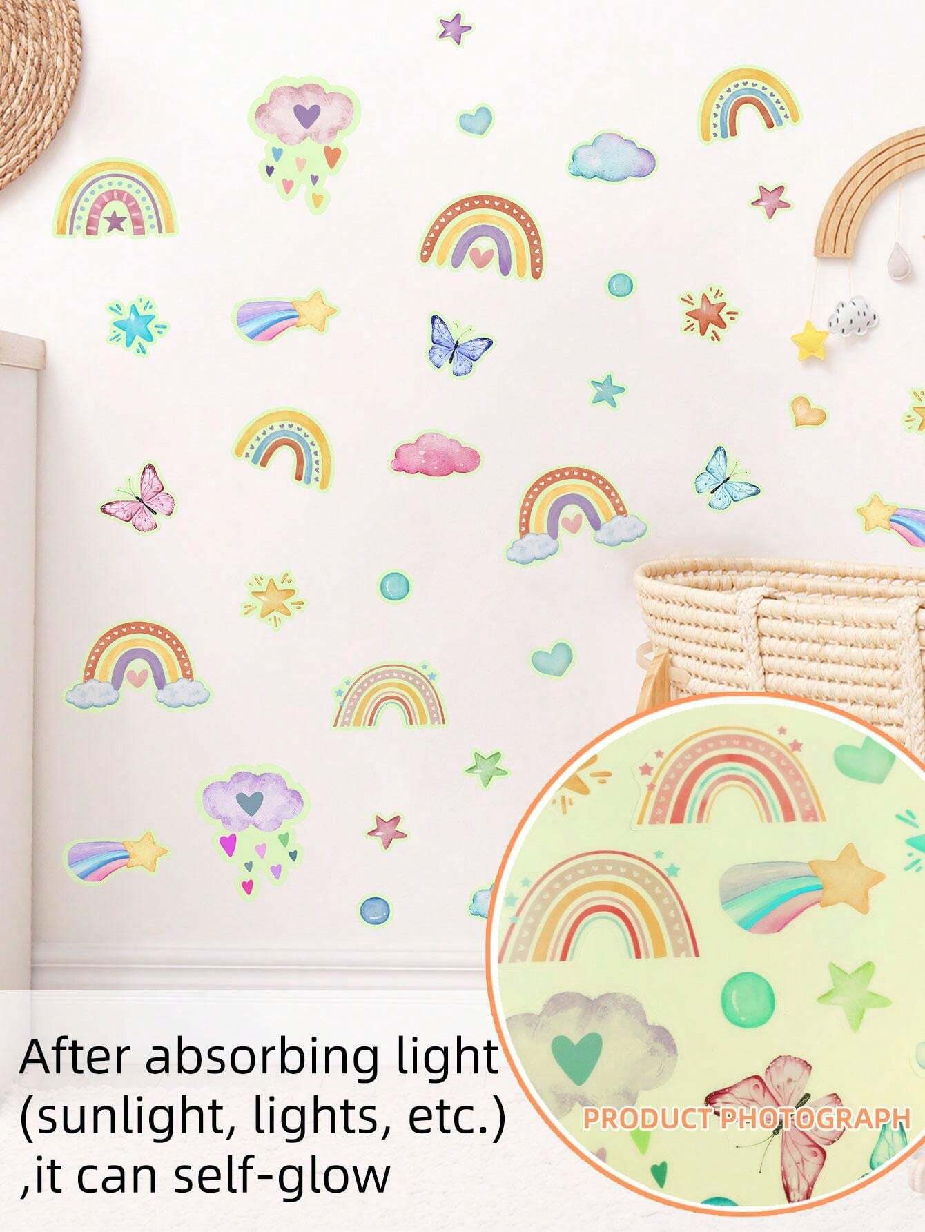 1set Glow In The Dark Rainbow Star Decor Switch Stickers SHEIN
