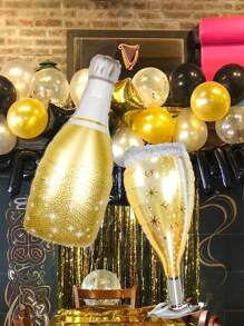 2 Stücke Goldfolie Weinflaschen und Sektgläser Ballons, elegante Ballon Dekoration, Geburtstagsparty Deko, Oktoberfest Party Zubehör, Bar Sommerparty Thema, Jubiläumsfeier, Abschlussfeier, goldene Deko für Junggesellenabschied, Silvesterparty, Weihnachten