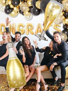 2 Stücke Goldfolie Weinflaschen und Sektgläser Ballons, elegante Ballon Dekoration, Geburtstagsparty Deko, Oktoberfest Party Zubehör, Bar Sommerparty Thema, Jubiläumsfeier, Abschlussfeier, goldene Deko für Junggesellenabschied, Silvesterparty, Weihnachten