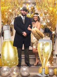 2 Stücke Goldfolie Weinflaschen und Sektgläser Ballons, elegante Ballon Dekoration, Geburtstagsparty Deko, Oktoberfest Party Zubehör, Bar Sommerparty Thema, Jubiläumsfeier, Abschlussfeier, goldene Deko für Junggesellenabschied, Silvesterparty, Weihnachten