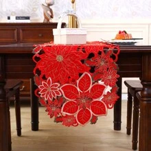 1 bucată, Aleer de masă de Crăciun brodat, design tăiat manual, potrivit pentru amenajarea sărbătorilor, decorarea petrecerilor, aranjarea sufrageriei și a sufrageriei.
