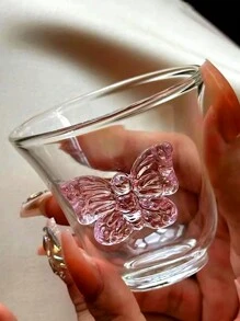 1 件北欧风格粉色蝴蝶结玻璃杯，INS 风格极具吸引力的小容量咖啡杯，家用茶杯，收藏杯，节日礼物，生日祝福，派对用品，送给男朋友、女朋友的礼物 - 彩色 - 查看 7