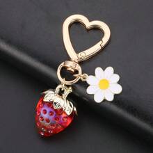 Minimalist Fresh Strawberry Fruit Key Chain Pendant Accessories - Red - View 3