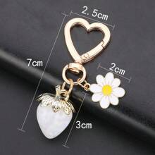 Minimalist Fresh Strawberry Fruit Key Chain Pendant Accessories - Red - View 2