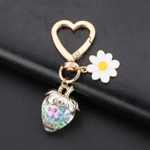 Minimalist Fresh Strawberry Fruit Key Chain Pendant Accessories - Red - View 4