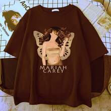 Mariah Butterfly Aesthetic Unisex T-Shirt - 鏽棕色 - 查看 2