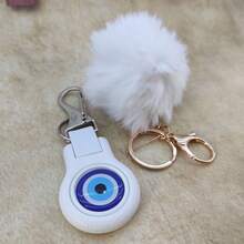 White Evil Eye With Pompom 2 White Keychains For Family For Casual And Daily Use - trắng - Xem 2