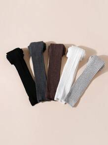 5 件装女童纯色竖条纹七分紧身裤，四季皆宜 - 彩色 - 查看 6