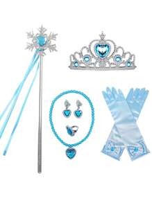 1 Set Kids Candy Color Princess Costume Props, Crystal Crown, Snowflake Scarf, Magic Wand, Girls Party Photo Props - Princess Set - View 10